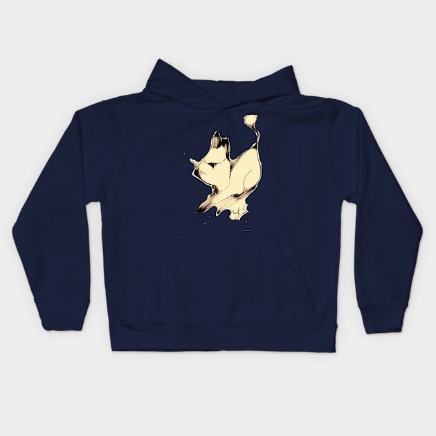 Navy Cat Kids Hoodie by ArtXPbyClaudia